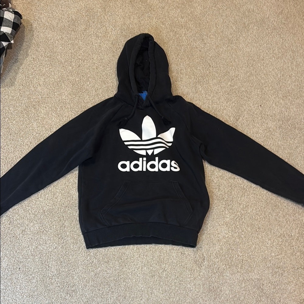 Adidas Black Pullover with White Trefoil